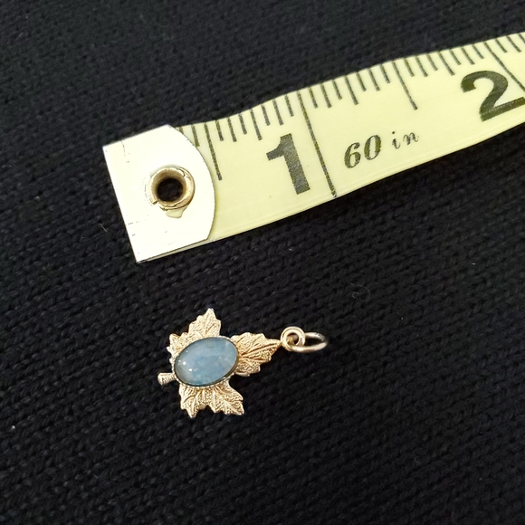 Opal Gem Gold Maple Leaf Pendant - Picture 6 of 6